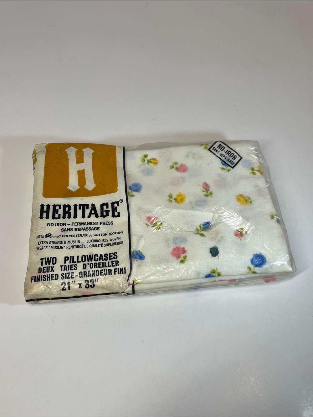 Vintage Heritage Two Pillowcases New Set Floral Granny Core 21" x 33" Cottage